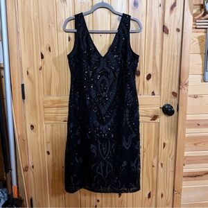 Nicole Miller Size 12 Black Sequined Dress